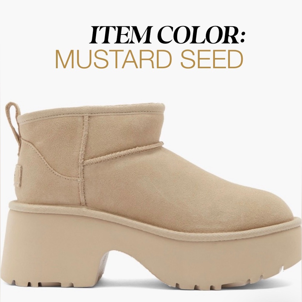 UGG The Classic Ultra Mini New Heights Boots ✨ Mustard Seed Size 8 | suede - Picture 6 of 16